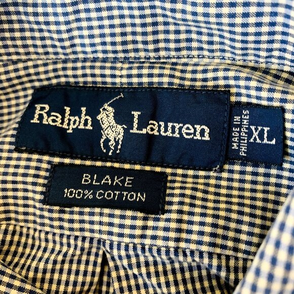 Ralph Lauren Mens Shirt Blake Fit Oversized Button Blue Gingham Check Size XL - Picture 10 of 12
